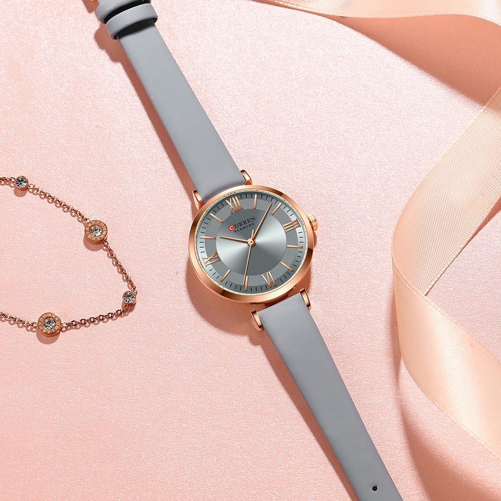 CURREN New Watches for Women Simple Quartz Ladies Wristwatches with Leather Strap Elegance Wrist Charm Timeless