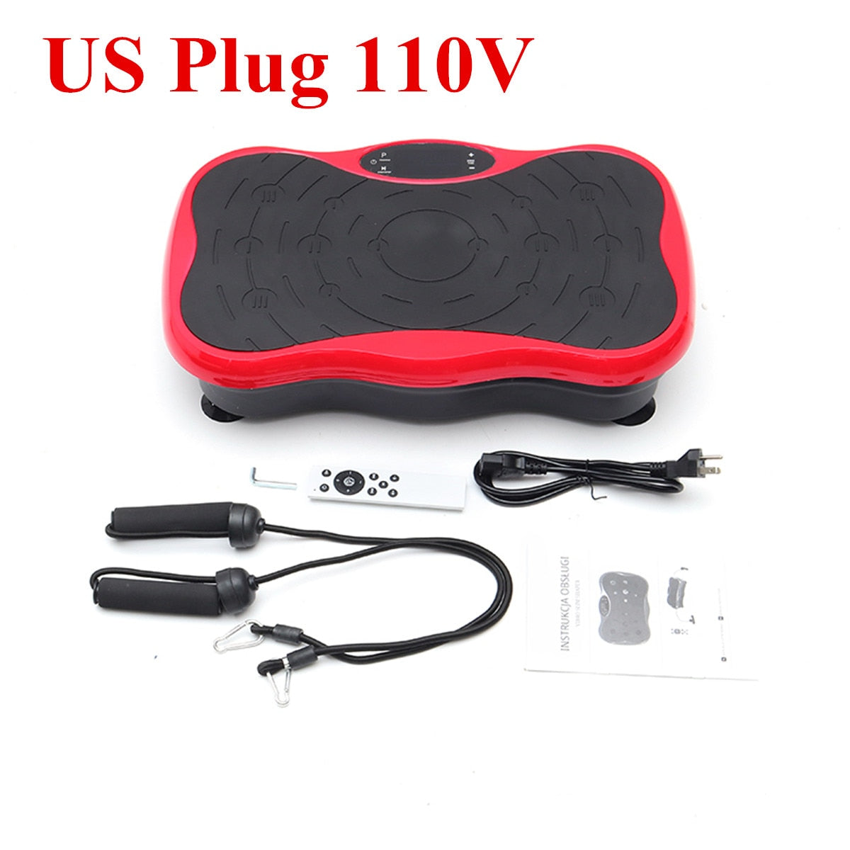 200KG/441LBS Exercise Fitness Slim Vibration Machine Trainer Plate Platform Body Shaper Remote Control with Resistance Bands US