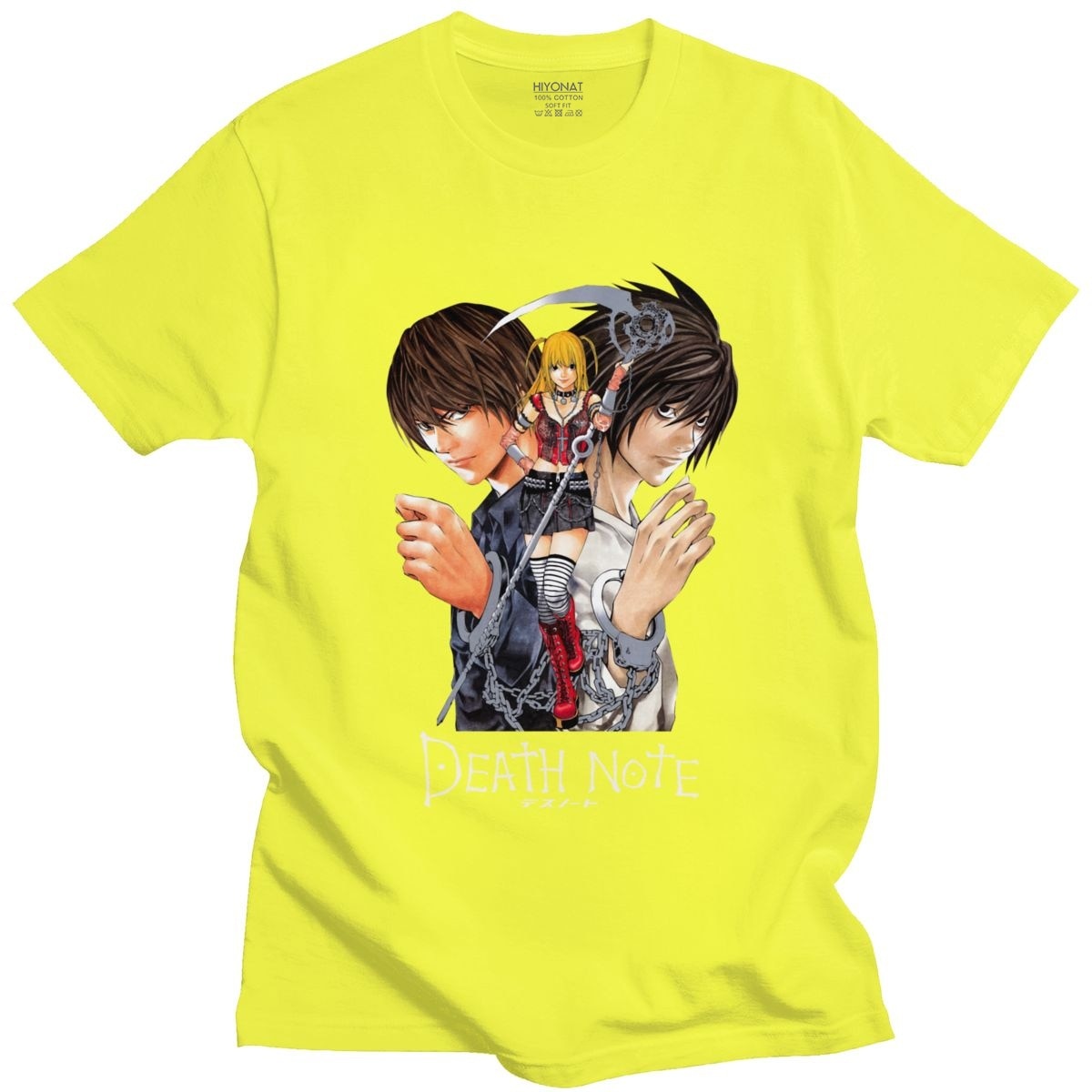Classic Japan Anime Yagami Misa And Lawliet T Shirt Men Short Sleeved Manga Death Note T-shirt 100% Cotton Regular Fit Tee Tops