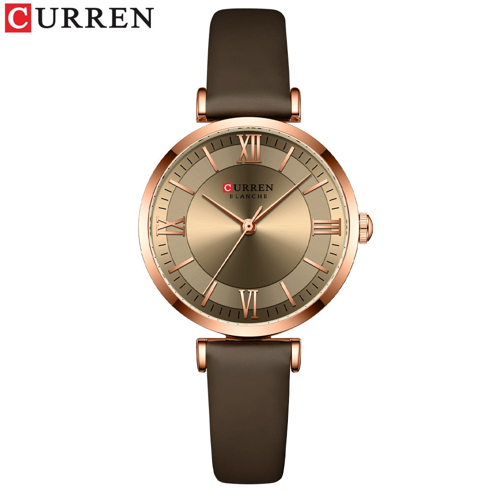 CURREN New Watches for Women Simple Quartz Ladies Wristwatches with Leather Strap Elegance Wrist Charm Timeless