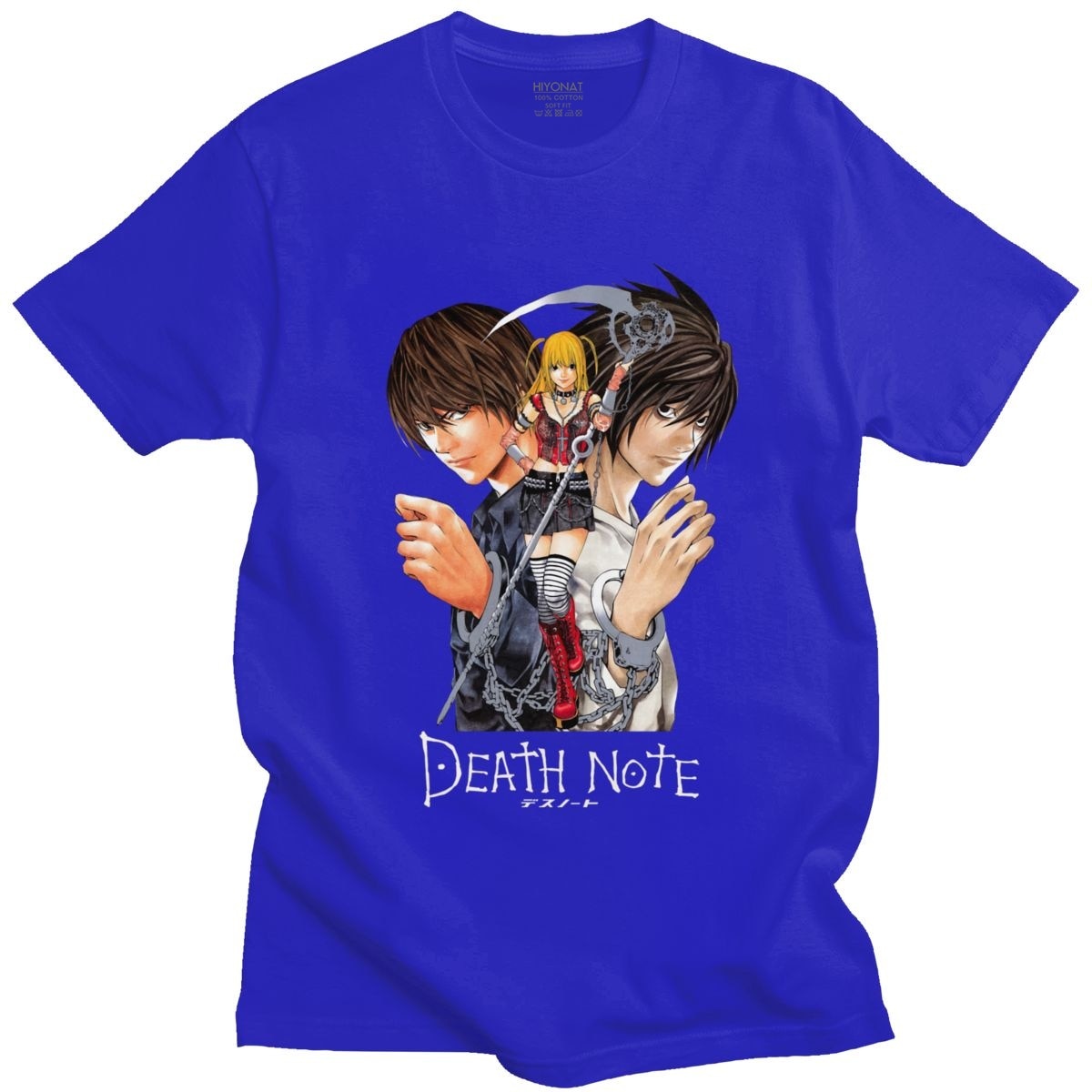 Classic Japan Anime Yagami Misa And Lawliet T Shirt Men Short Sleeved Manga Death Note T-shirt 100% Cotton Regular Fit Tee Tops