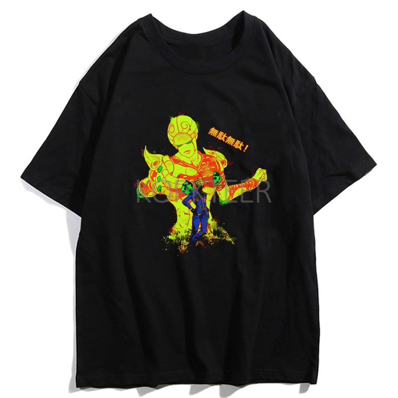 Jojo Bizarre Adventure Kujo Jotaro Giorno Giovanna Men Summer T-Shirts Harajuku Streetwear Ulzzang Hip Hop Tops Tee Cool T-Shirt