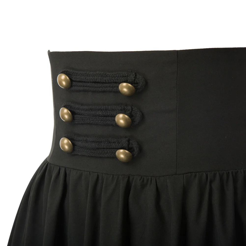 SD Women Skirt Summer Clothes Gothic Maxi Skirt High Waist Ruffled Hem A-Line Elastic Waist Vintage Pleated Casual Party Skirt