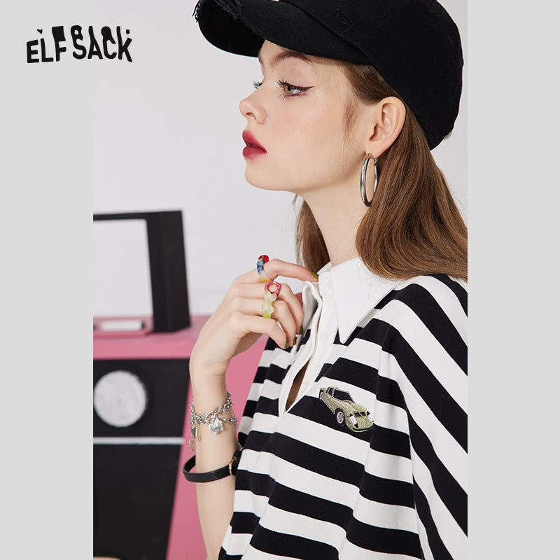 Elf Sack New Striped Short Sleeve Ins Embroidery