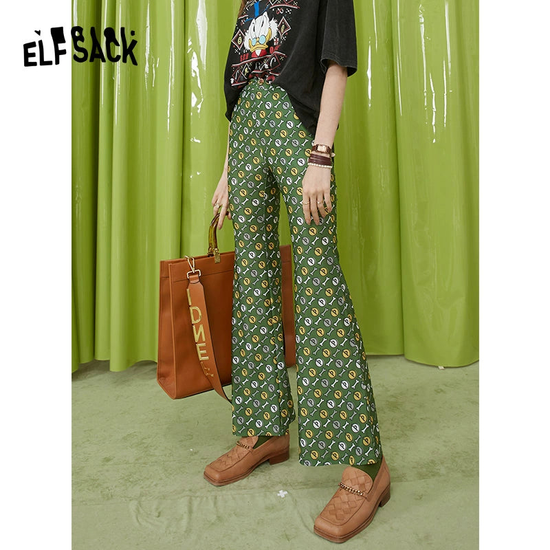 Elf Sack Zebra Print Niche High Waist Flared Pants