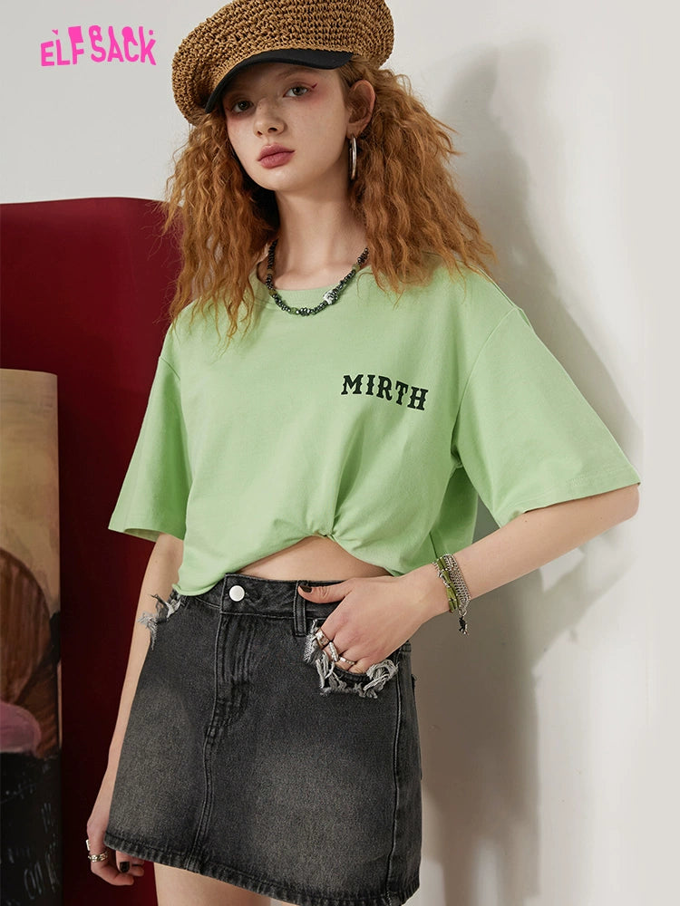 Elf Sack Green Sexy Top T-shirt with Short Sleeves