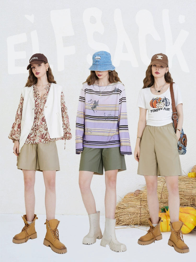 Elf Sack High Waist Straight Loose Casual Shorts
