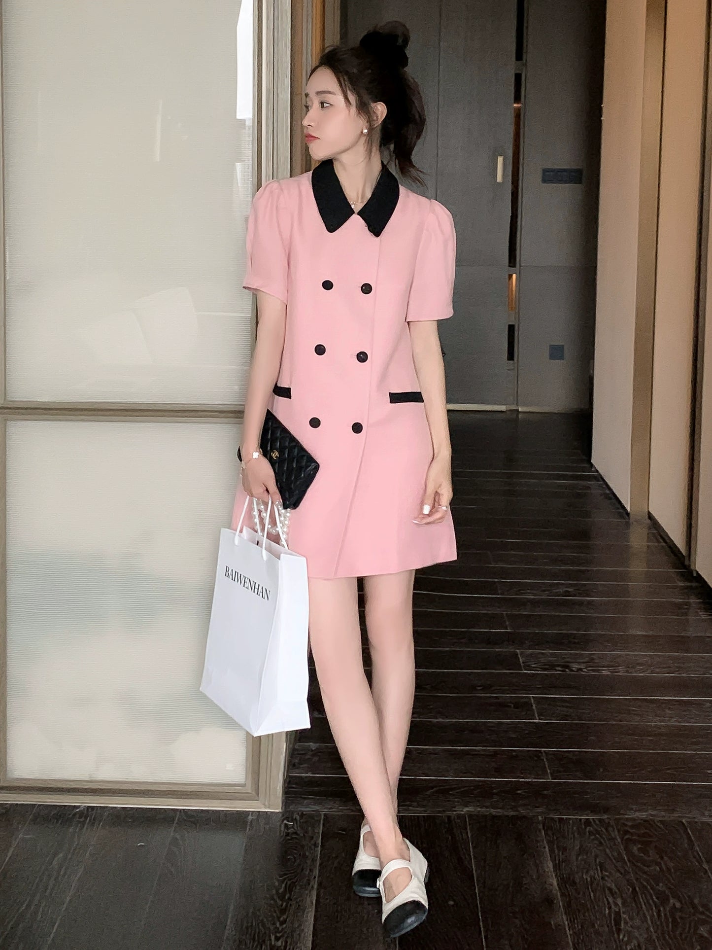 Classic Style Pink Summer Suit Skirt