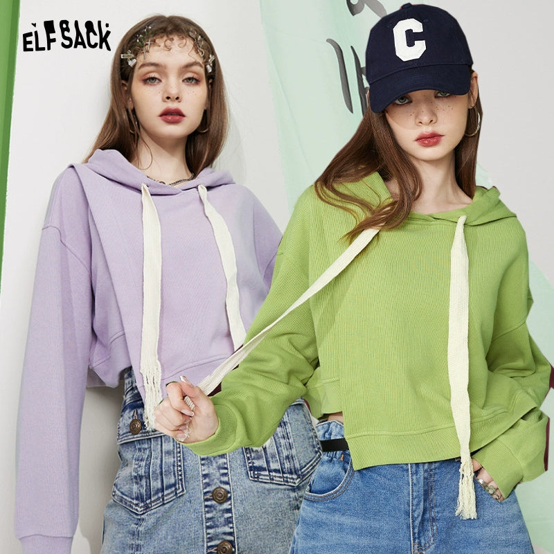Elf Sack Purple Short Casual Loose Sweatshirt