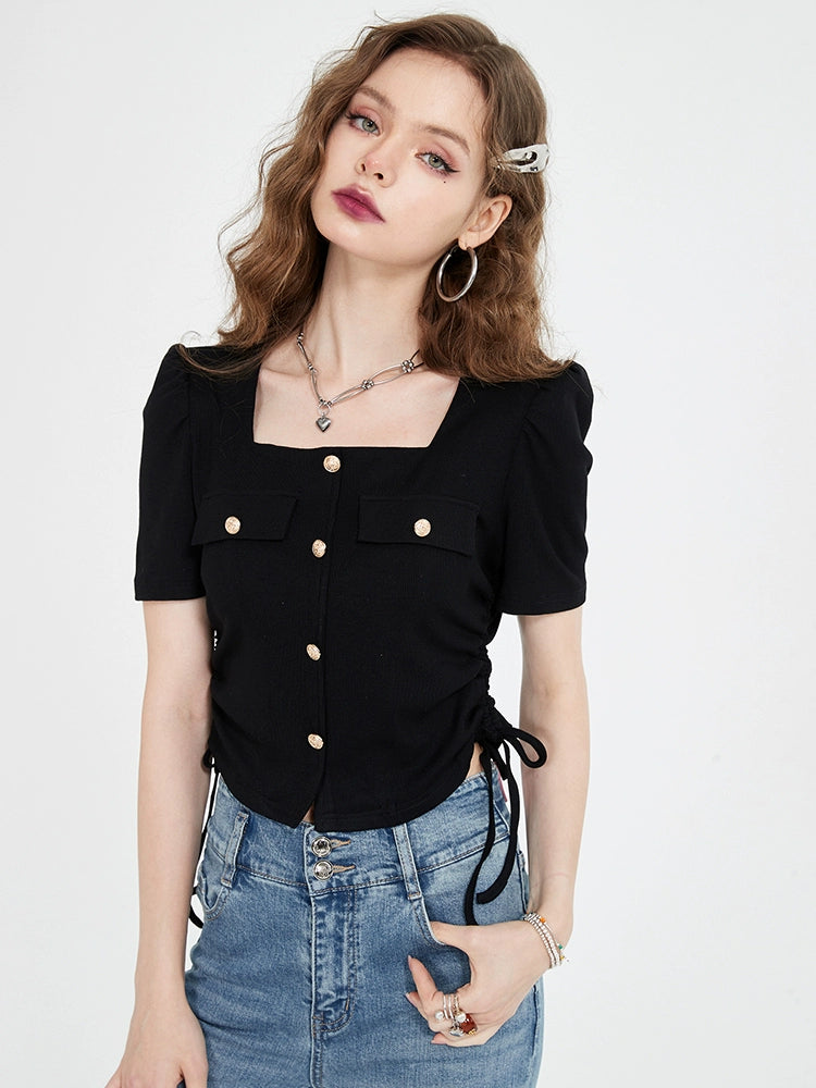 Elf Sack T-shirt Summer Square Collar BM Style Short Sleeve