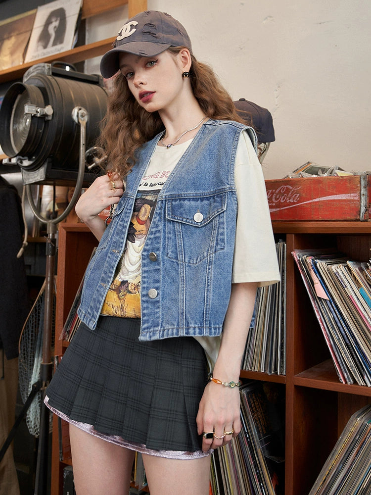 Elf Sack Gray Autumn Plaid Pleated Skirt