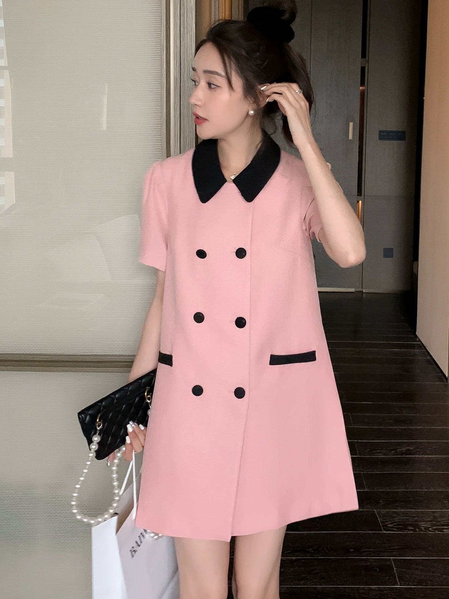 Classic Style Pink Summer Suit Skirt
