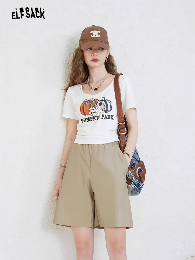 Elf Sack High Waist Straight Loose Casual Shorts
