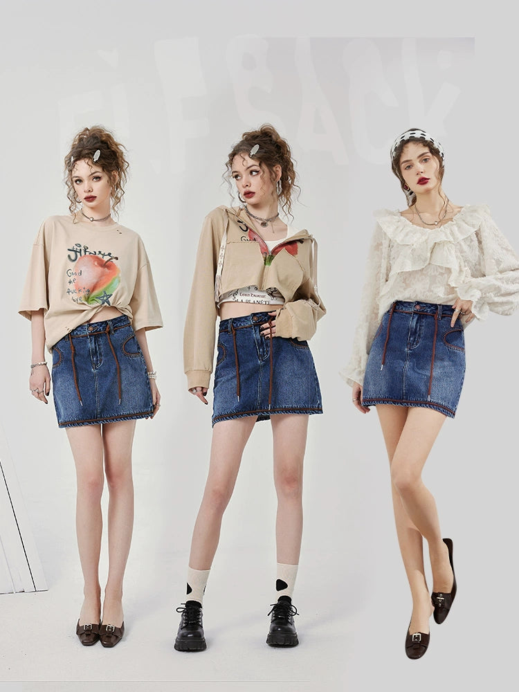Elf Sack Summer Short Denim Skirt