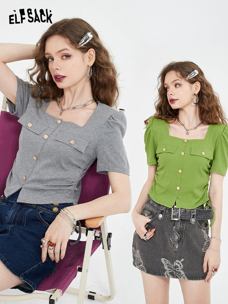 Elf Sack T-shirt Summer Square Collar BM Style Short Sleeve
