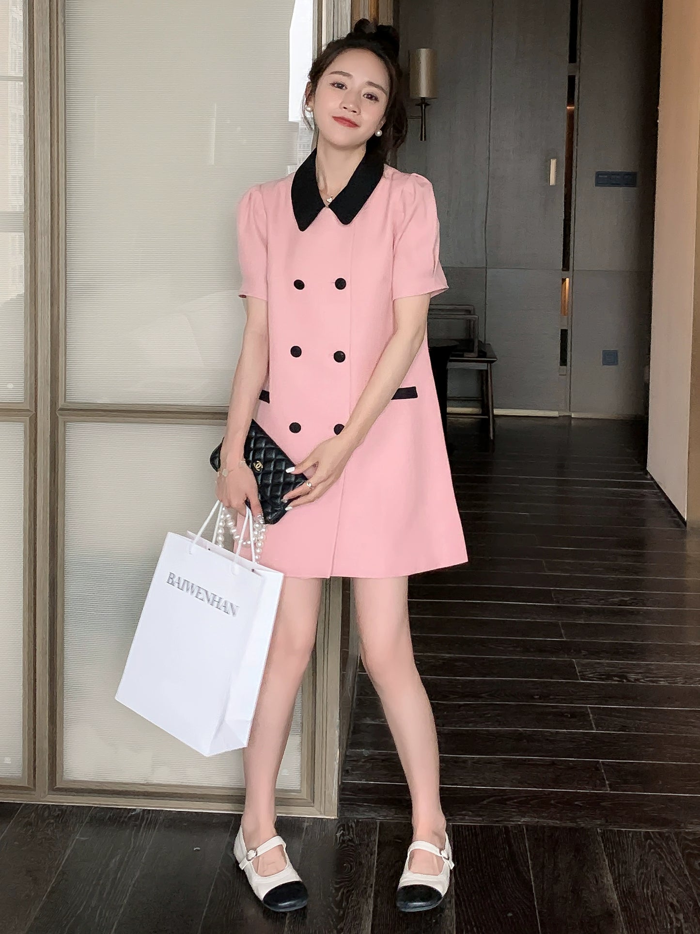 Classic Style Pink Summer Suit Skirt