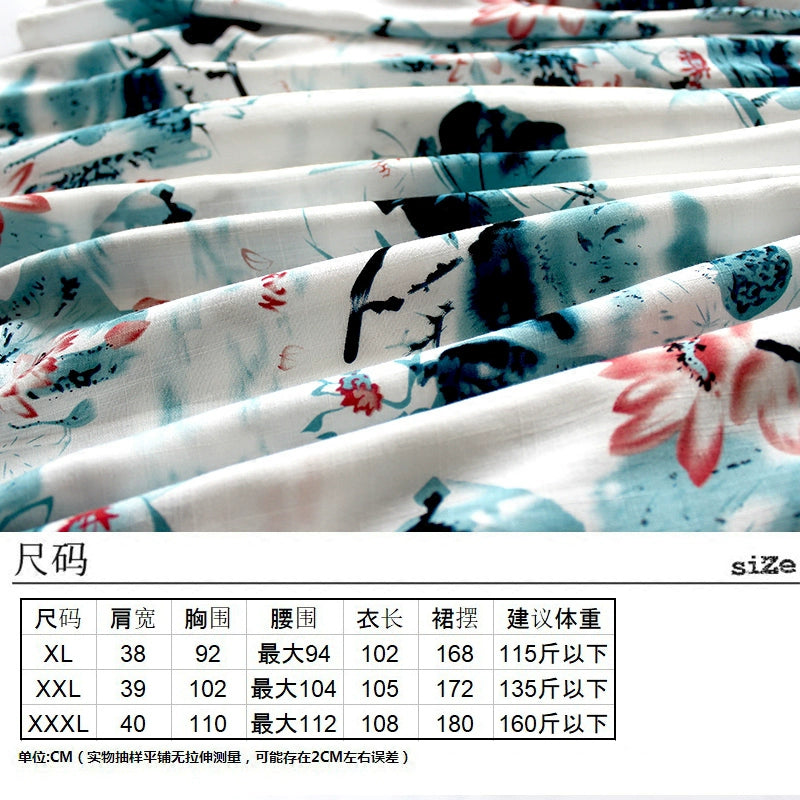 Bamboo Joint Pocket Chinese Ink Style Rayon Bourette Dress