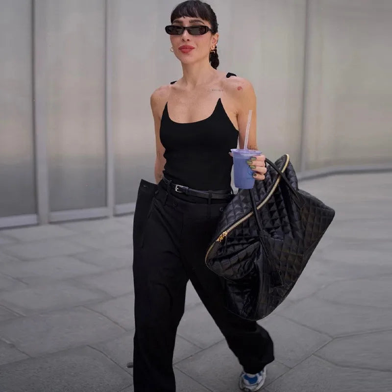 Summer women clothes camisole tops invisible straps design out solid color sleeveless sexy beach party punk retro Y2K T-shirt