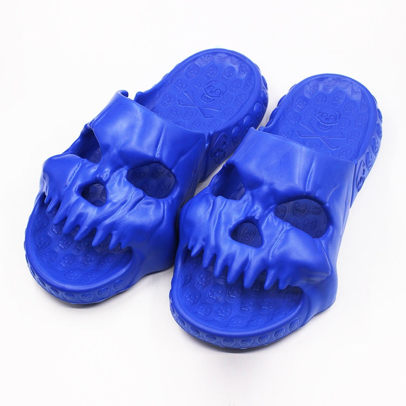 New Personalized Skull Design Men Slippers 2023 Summer Outdoor Fun Novelty Slide Thick Sole Platform Beach Non-slip Women Sandal