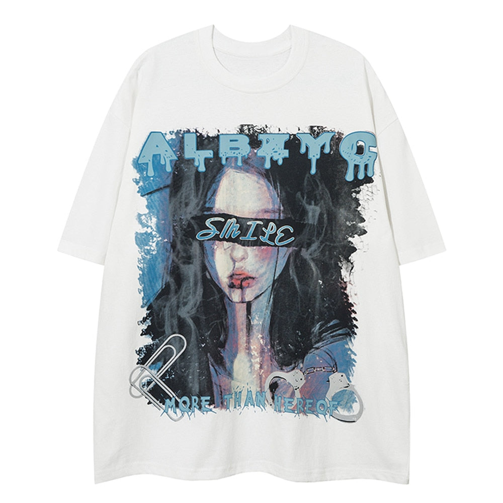 Aolamegs T-shirt Men Green Hair Girl Cartoon Anime Printed O-Neck Streetwear Japanese Harajuku Fashion Tops Men Clothing Summer