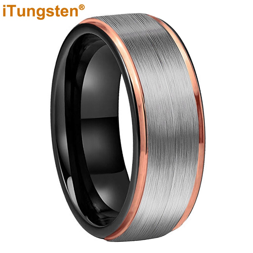 iTungsten 8mm Dropshipping Tungsten Wedding Ring For Womens Mens Classic Jewelry Stepped Brushed Finish Comfort Fit