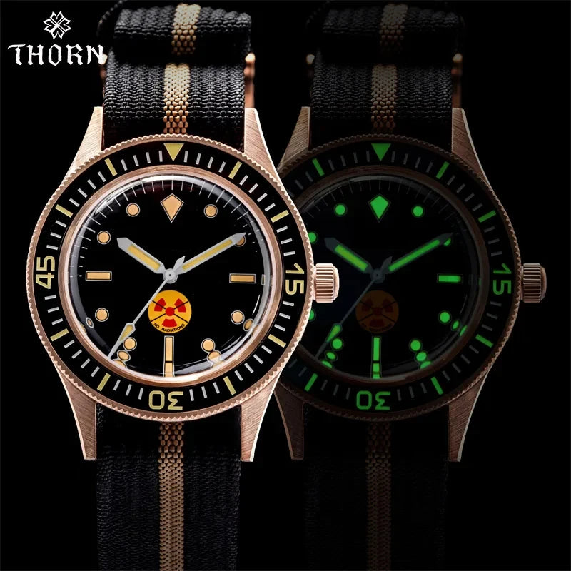 THORN Non-Radiation Vintage 50-Fathoms Tin bronze CUSN8 Diving Watch NH35A Movement Mutomatic Mechanical Sapphire Crystal 200M