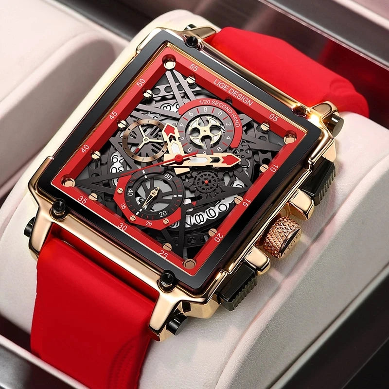 LIGE Military Quartz Watch Men Top Brand Luxury Sport Waterproof Chronograph Clock Male Fashion Square Men Watch Relojes Hombre