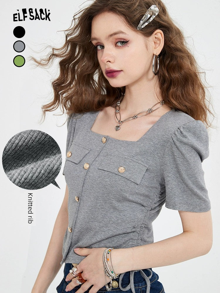Elf Sack T-shirt Summer Square Collar BM Style Short Sleeve