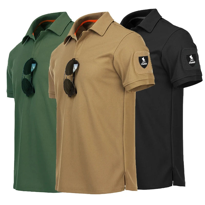 Men's Quick Dry Outdoor Tactical Polo Shirts Summer Custom Plus Size Military Clothes Tactical Plain Turn-down Army T-shirts
