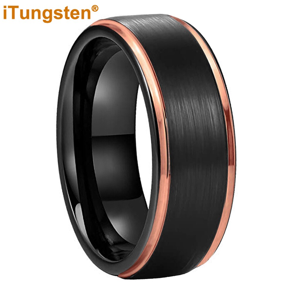 iTungsten 8mm Dropshipping Tungsten Wedding Ring For Womens Mens Classic Jewelry Stepped Brushed Finish Comfort Fit