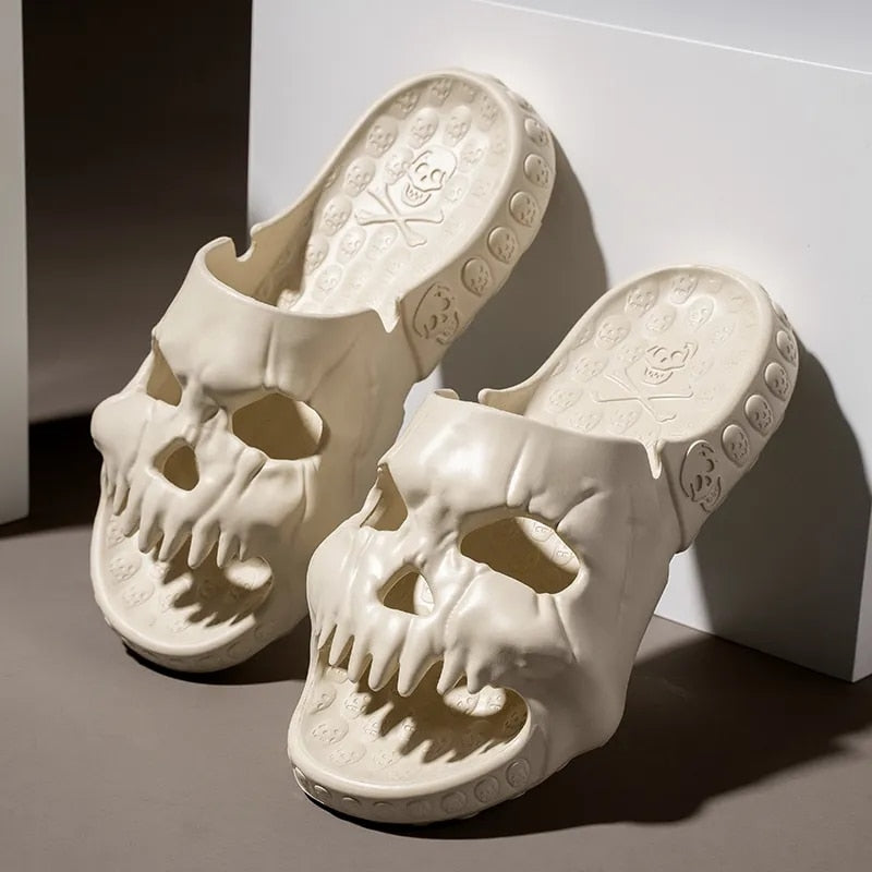 New Personalized Skull Design Men Slippers 2023 Summer Outdoor Fun Novelty Slide Thick Sole Platform Beach Non-slip Women Sandal