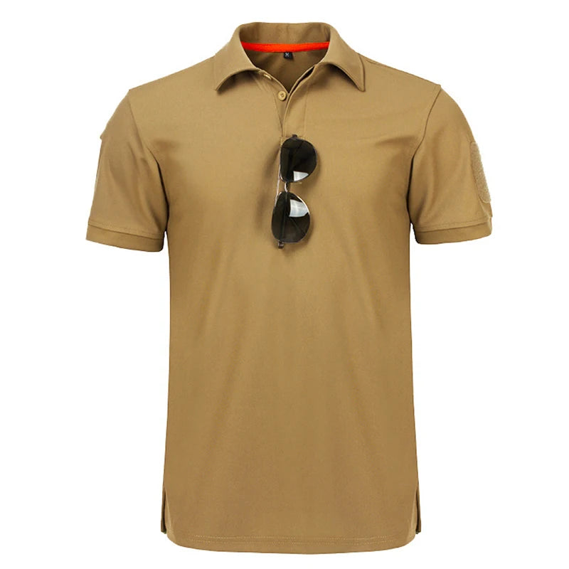 Men's Quick Dry Outdoor Tactical Polo Shirts Summer Custom Plus Size Military Clothes Tactical Plain Turn-down Army T-shirts