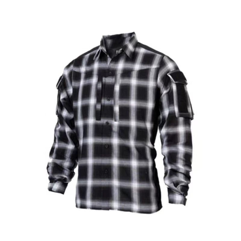 Bacraft TRN Tactical Plaid Shirt Long Sleeve Breathable Tactical Combat Commuting Shirt for Spring and Autumn