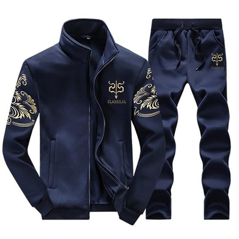 LBL Men's Tracksuit Sportswear Sets Spring Autumn Casual Tracksuits Men 2 Piece Zipper Sweatshirt + Sweatpants Brand Track Suit