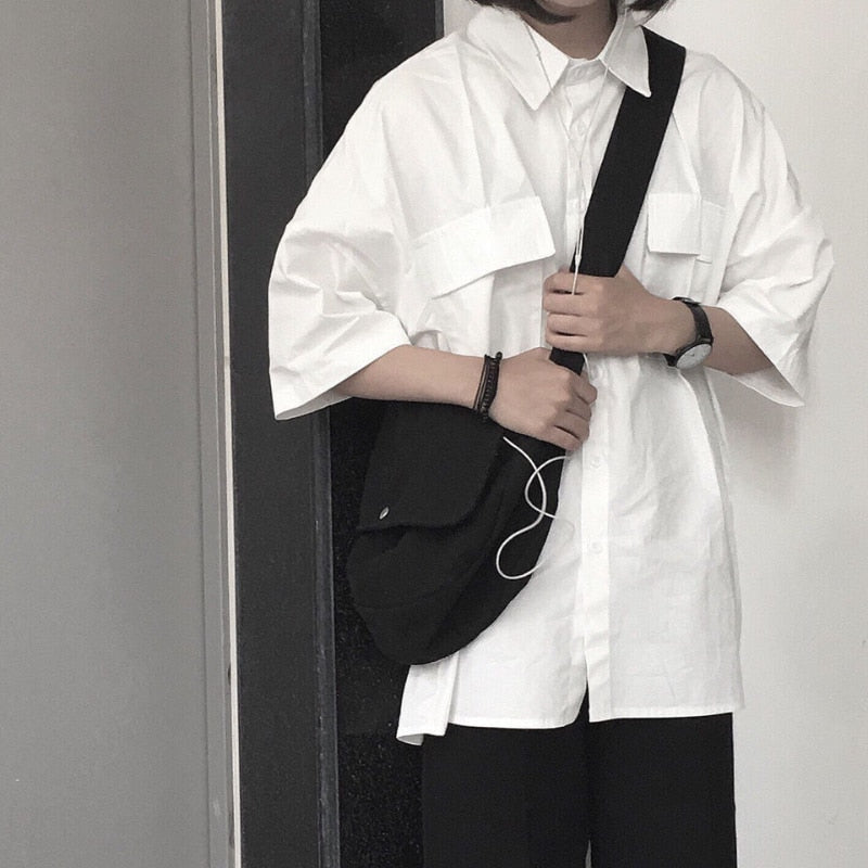 EBAIHUI 2023 Short Sleeve Shirt Women White Turn Down Collar Basic Casual Teen Gril Student Oversize Shirt Women Loose Blouse