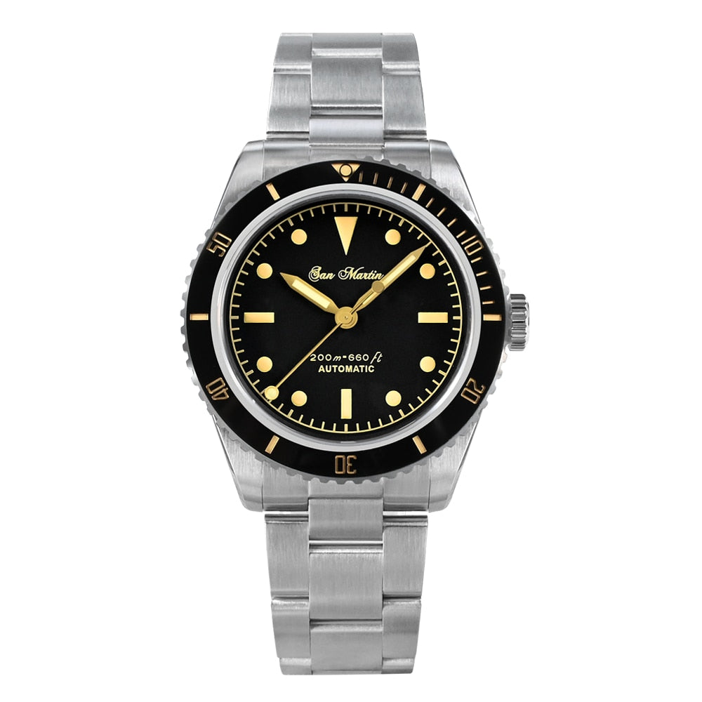 San Martin Vintage 38mm 6200 Diver Watch for Men Luxury Water Ghost NH35 Automatic Mechanical Sapphire Waterproof 200m Relojes
