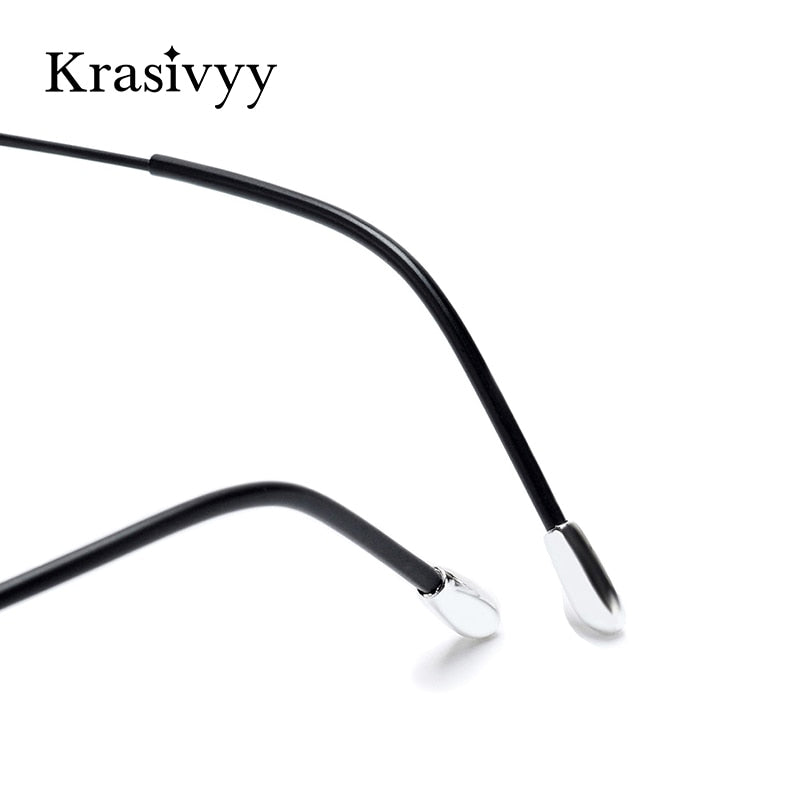 Krasivyy Titanium Glasses Frame Men 2023 New European Design Square Rimless Prescription Eyeglasses Eyewear Frame for Women