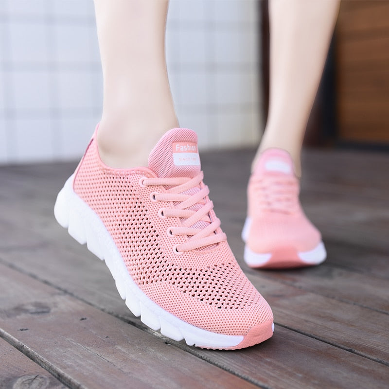 2022 Mesh Women Sneakers Breathable Women Flat Shoes Lightweight Casual Shoes Ladies Lace-up Deportivas Mujer Chaussures Femme