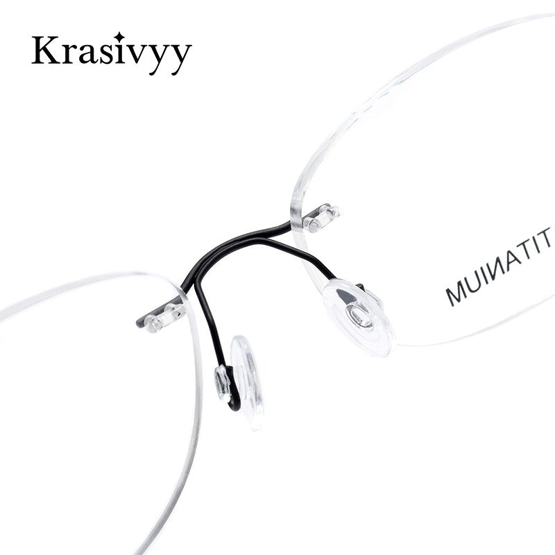 Krasivyy Titanium Glasses Frame Men 2023 New European Design Square Rimless Prescription Eyeglasses Eyewear Frame for Women