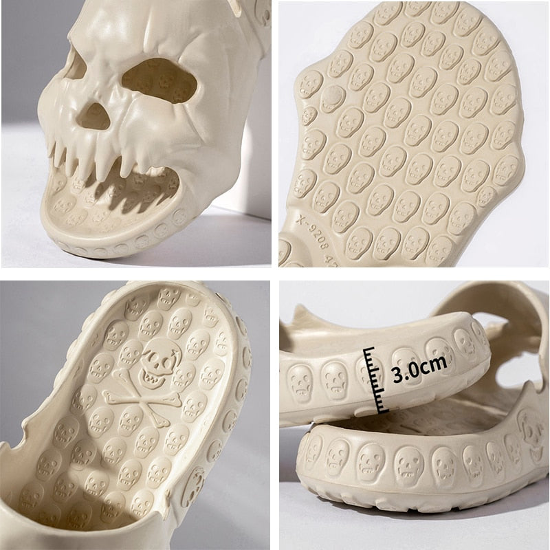 New Personalized Skull Design Men Slippers 2023 Summer Outdoor Fun Novelty Slide Thick Sole Platform Beach Non-slip Women Sandal
