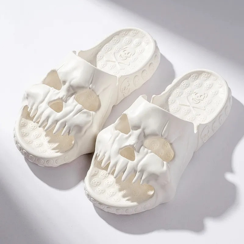 New Personalized Skull Design Men Slippers 2023 Summer Outdoor Fun Novelty Slide Thick Sole Platform Beach Non-slip Women Sandal