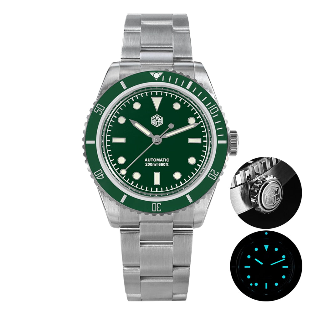 San Martin Vintage 38mm 6200 Diver Watch for Men Luxury Water Ghost NH35 Automatic Mechanical Sapphire Waterproof 200m Relojes