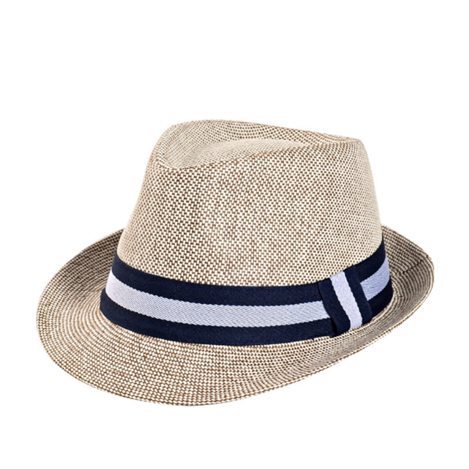 SHOWERSMILE Grey Jazz Hat Men Classic Patchwork Fedora Hats Male British Style Brand 2022 Summer Outdoor Bucket Hats And Caps