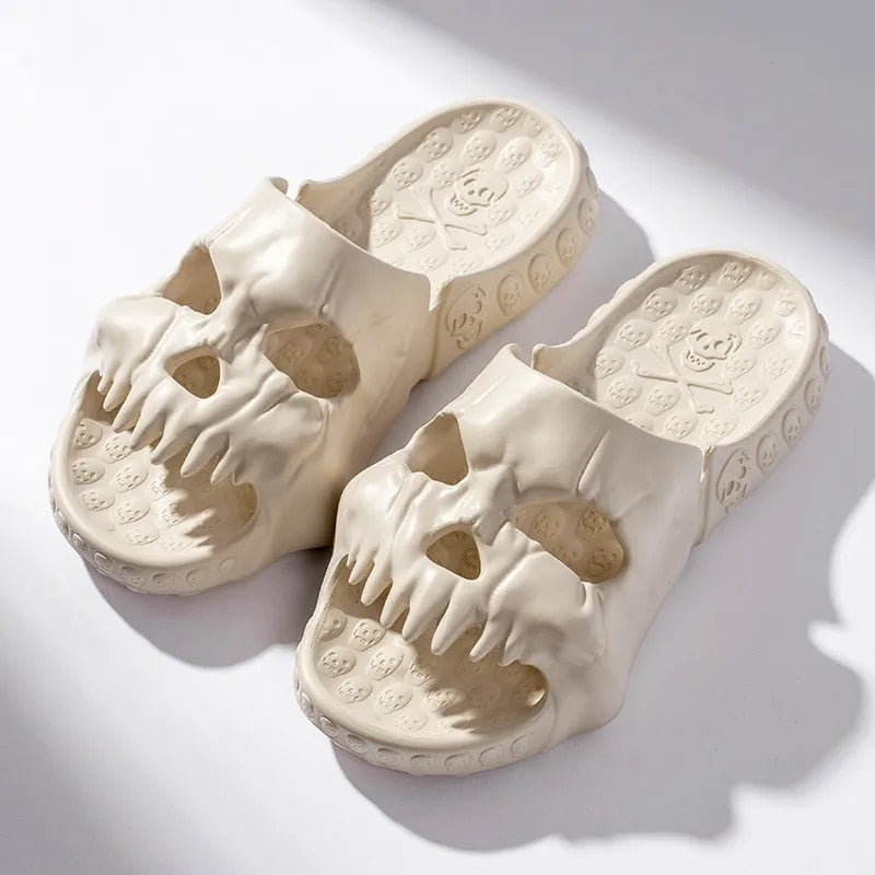 New Personalized Skull Design Men Slippers 2023 Summer Outdoor Fun Novelty Slide Thick Sole Platform Beach Non-slip Women Sandal