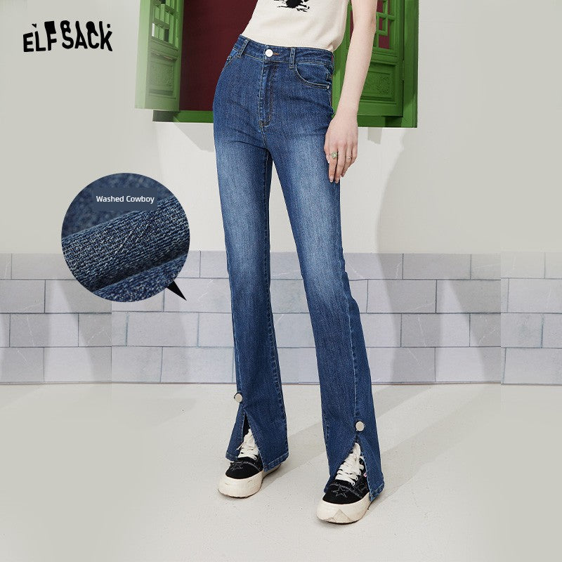 Elf Sack Slim Fit Slit High Waist Jeans
