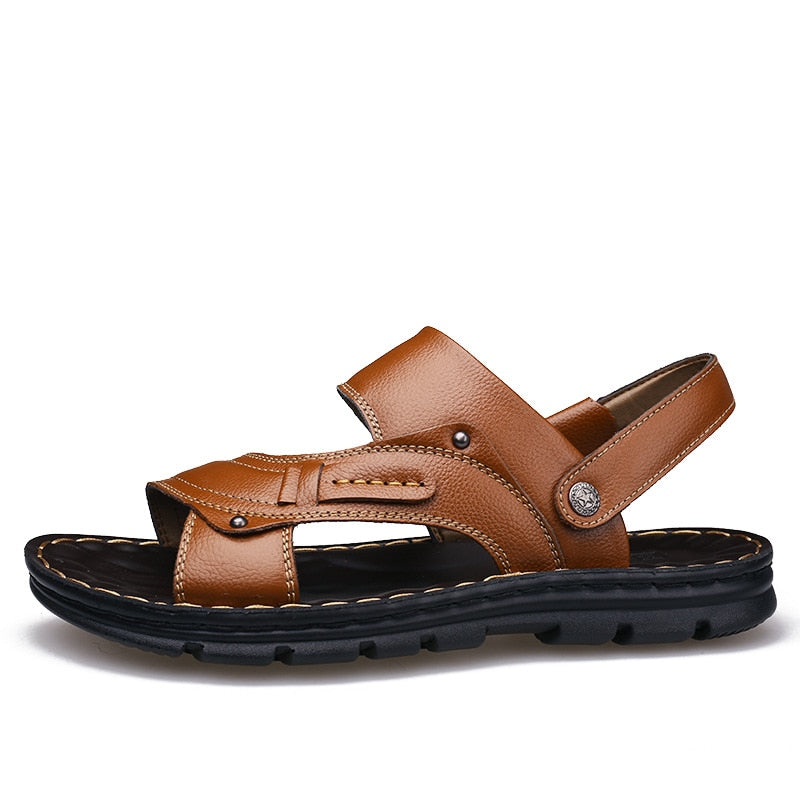 Men's Summer New Leather Sandals Men's Casual Beach Shoes Non-slip Slippers Two Sandals Men Sandals Leather Men Sandal Shoes