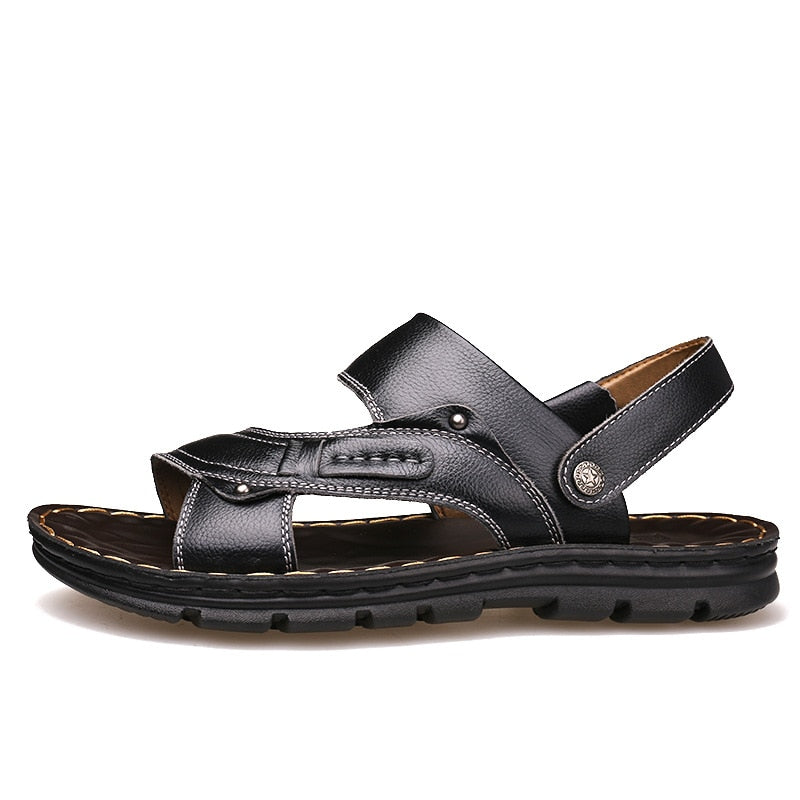 Men's Summer New Leather Sandals Men's Casual Beach Shoes Non-slip Slippers Two Sandals Men Sandals Leather Men Sandal Shoes
