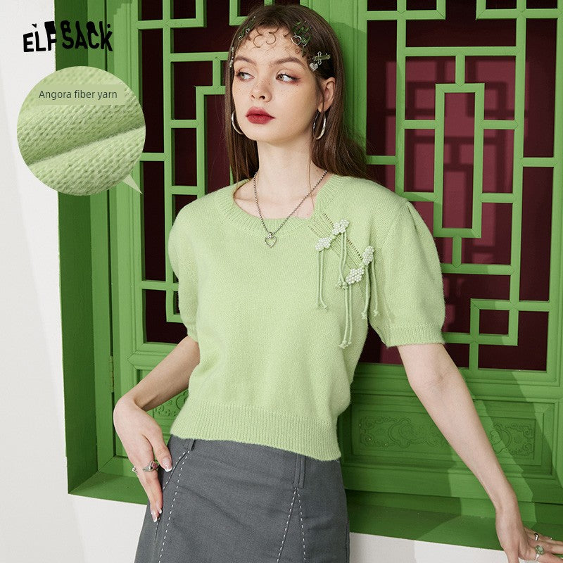 Elf Sack Green New Chinese Style Top Sweater