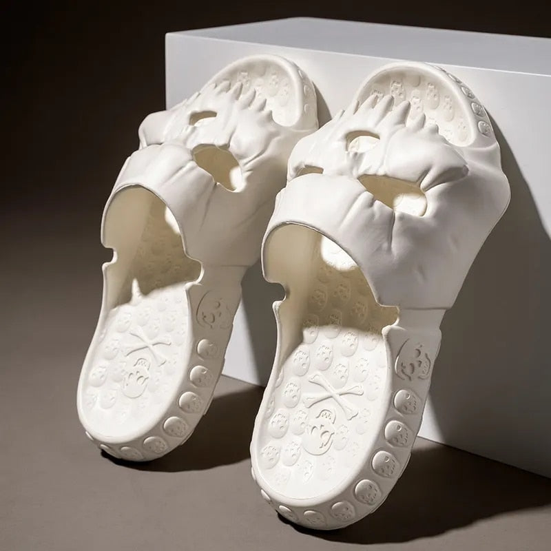 New Personalized Skull Design Men Slippers 2023 Summer Outdoor Fun Novelty Slide Thick Sole Platform Beach Non-slip Women Sandal