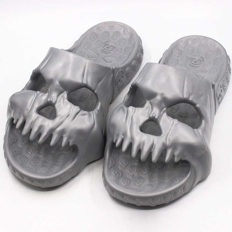 New Personalized Skull Design Men Slippers 2023 Summer Outdoor Fun Novelty Slide Thick Sole Platform Beach Non-slip Women Sandal